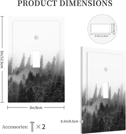 Decorative Light Switch Cover Fores Black White Landscape Misty Woods 1 Gang Single Toggle Device Electrical Faceplate Switchplates Decorator Outlet Wall Plate For Farmhouse Cabin Decor