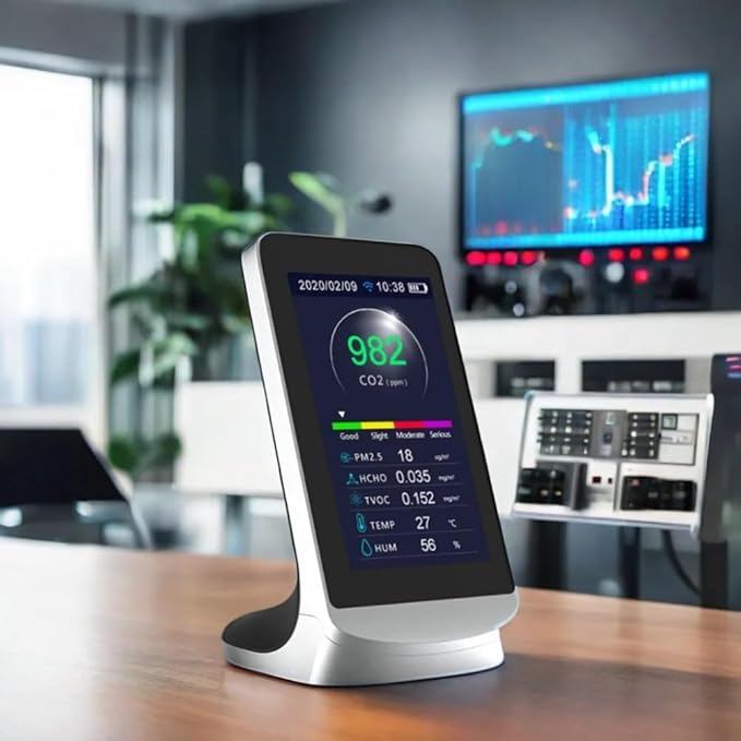 FABULETTA DM72B Air Quality Detector Meter with 8-in-1 Sensors for PM2.5 CO HCHO TVOC Temperature Humidity Real-Time Industrial Monitoring with Data Storage