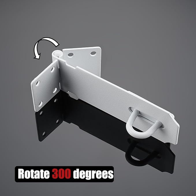 JQK Door Hasp Latch Lock, 5 Inch 304 Stainless Steel Safety Packlock Clasp Thickness 1.9 mm, Matte White, DL130-WH