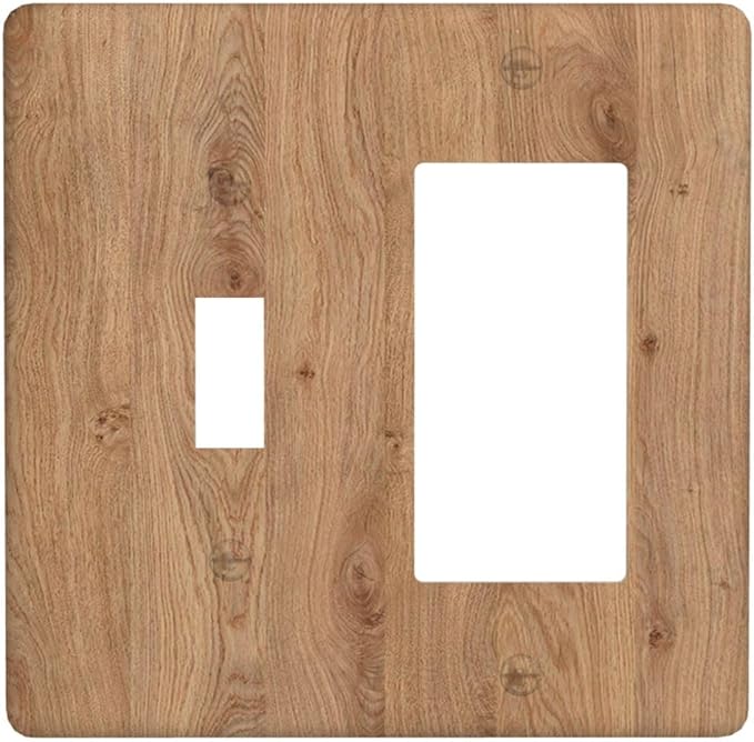 Outlet Covers Vintage Rustic Wood Color Brown Wood Grain 1 Toggle 1 Rocker Combination Decorative Wall Plate Light Switch Cover Plate Electrical Switch Plates for Farmhouse Cabin Decor