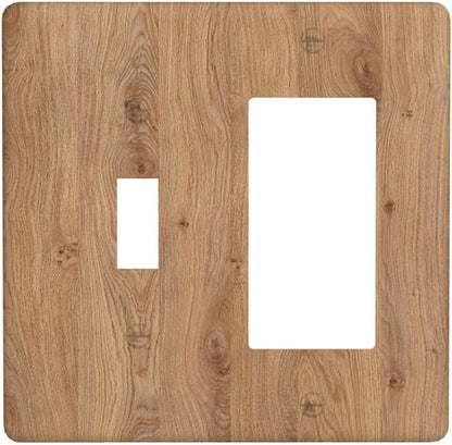 Outlet Covers Vintage Rustic Wood Color Brown Wood Grain 1 Toggle 1 Rocker Combination Decorative Wall Plate Light Switch Cover Plate Electrical Switch Plates for Farmhouse Cabin Decor