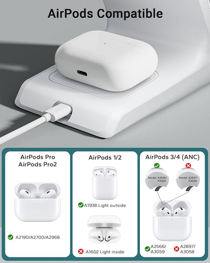 Wireless Charger for Thick Cases of 10MM/Otterbox/for Popsocket, 3 in 1 Charging Dock for iPhone 17 16 15 14 13 Pro Max, Charging Station for Multiple Devices for Apple Watch/AirPods