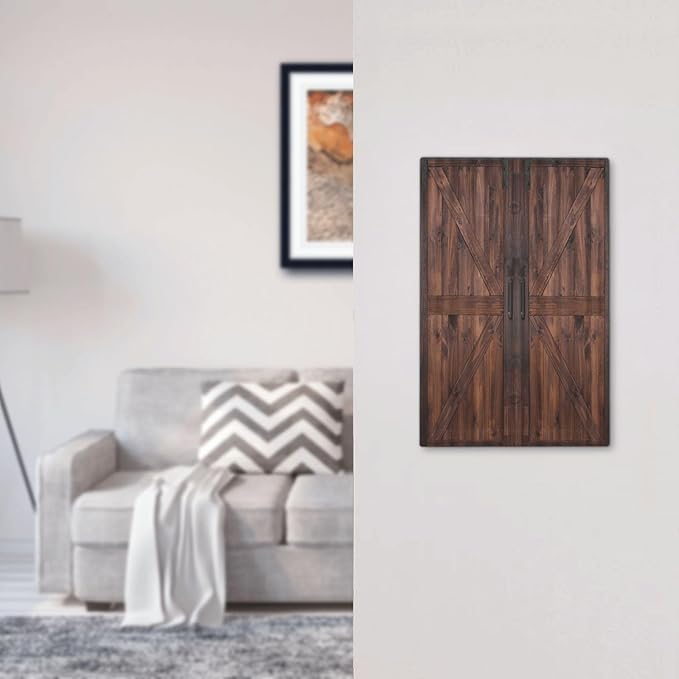 Decorative Light Switch Cover Plate Vintage Brown Farmhouse Barn Door 1 Gang No Device Single Blank Outlet Covers Wall Plates for Electrical Outlets Faceplate for Bedroom Home Decor