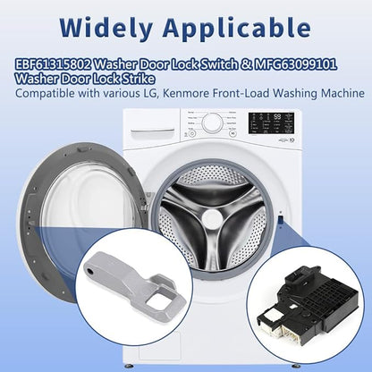 Upgraded EBF61315802 Washer Door Lock Switch & MFG63099101 Washer Door Lock Strike for LG/Kenmore Washing Machine, 2 Pcs Replacement Parts