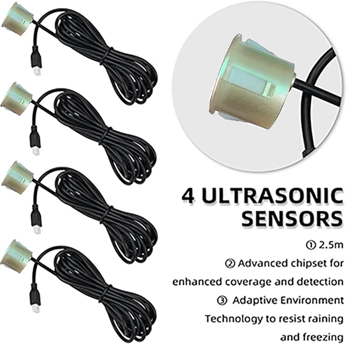 LCD Parking Sensor Kit - Displays Data on Original Screen, Easy Rear Installation, Compatible with All Camera Formats (AHD, CVBS), 18 Probe Colors to Match Any Vehicle