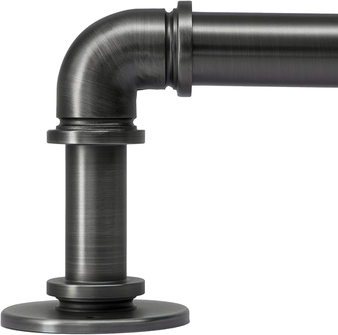 Industrial Curtain Rods 18 to 45 in,Wrap Around Rods, Adjustable Curtain Pole,1 in Diameter Pipe Wall or Ceiling Mounted,for Living Room(Antique Nickel 18” to 45”)