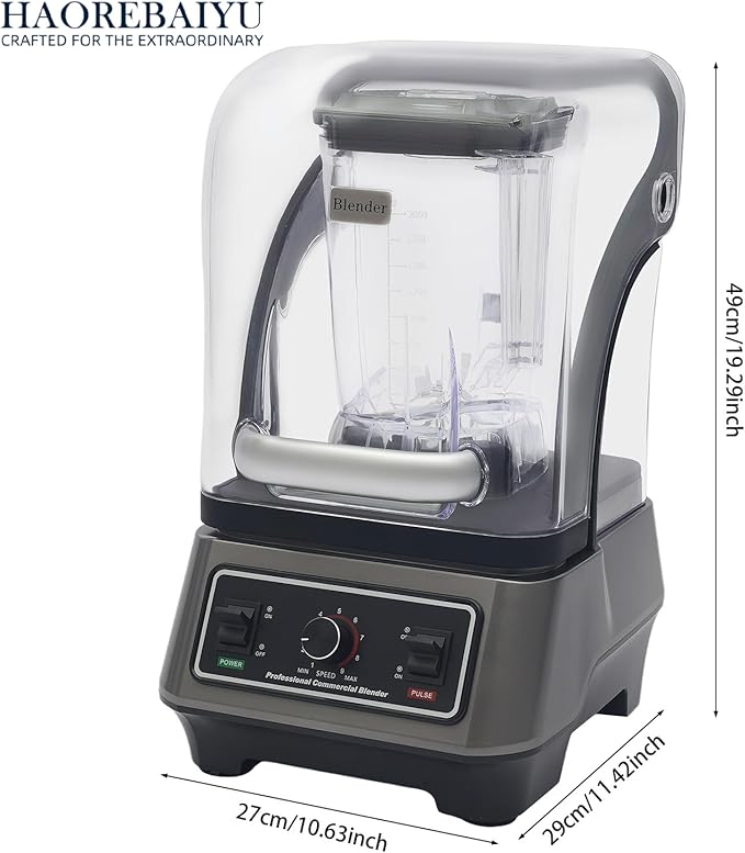 1600W Commercial Blender, 2L Large Capacity Multifunctional Blender with 9-Speed & Pulse, High-Speed Motor for Smoothies, Ice Crushing, Juice, Soup - Professional Heavy Duty & Quiet Design(110V)