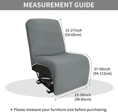 Easy-Going 100% Waterproof Recliner Cover Additional Seat Cover for Reclining Couch, Stretch Sofa Covers Washable Furniture Protector for Kids & Pets, 1 Seat, Light Gray