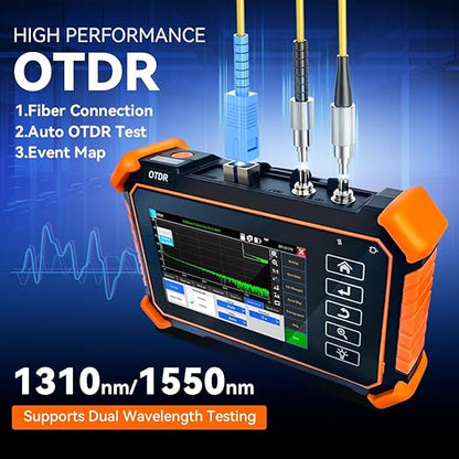 New Upgraded OTDR Optical Fiber Tester, Fiber Network Tester Support Event Map Optical Power Meter OLS(Loss Test) VFL LS(Light Source) Length Ping POE Test, IP Scan RJ45 Network Tools