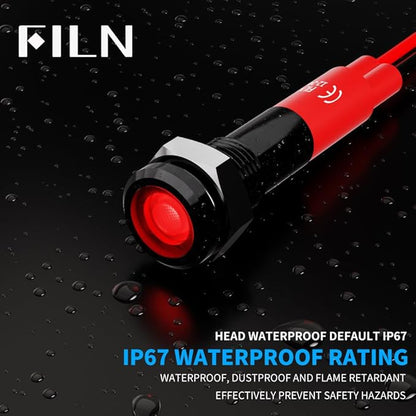 10Pcs Metal Indicator Light 6mm 1/4'' 12-24V AC LED Waterproof Signal Light with Wire Instrument Panel Direction Pilot Light Car Truck Boat (Multi-Color 12-24V)