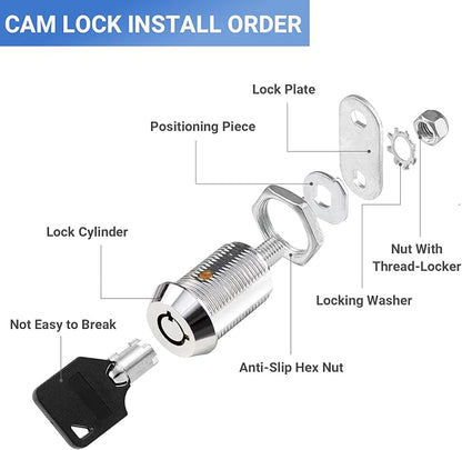 RV Storage Locks - Keyed Alike, 7/8' Fits 9/16' Max Door Thickness, Camper Trailer Cabinet Locks (6 Pack)