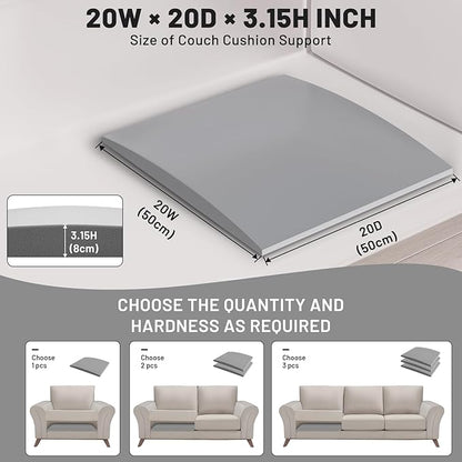 Couch Cushion Support for Sagging Seat – 3 Pack 20x20x3.15 Inch Sofa Cushion Board Saver & Replacement Insert for Saggy Couch or Chair, Quick No-Tool Install with 40D High Density Foam