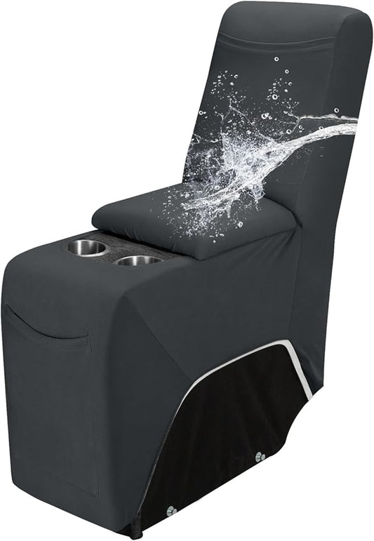 Easy-Going 100% Waterproof Recliner Console Cover, Stretch Middle Console Couch Covers for Reclining Sofas, Sectional L-Shape Furniture Protector for Kids & Pets, 1 Console Cover, Dark Gray
