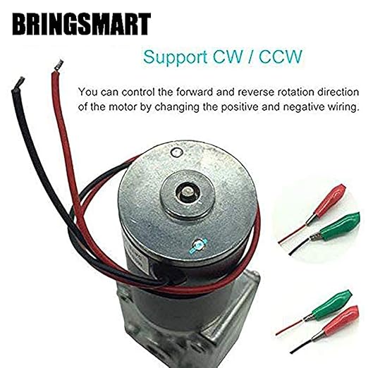BRINGSMART 24V 40rpm DC Worm Gear Motor 40kg.cm Self-Locking Reversed Mini Turbine Geared Motor for DIY Robot Rotating Table Door Lock Curtain Machine (24V 40rpm)