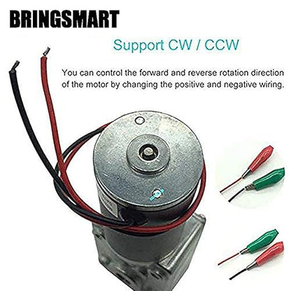 BRINGSMART DC Worm Gear Motor A58SW31ZY 24V 80rpm Reversed Self-Locking Mini Turbine Geared Motor for DIY Robot Rotating Table Door Lock Curtain Machine (24V 80rpm)