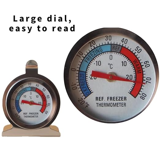 TENBOR 6 Pack Refrigerator Freezer Thermometer, Large Dial Analog, Stainless Steel, Waterproof, -20 to 80/-30 to 30