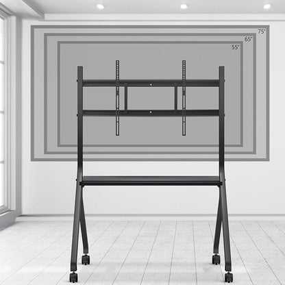 Smart Board Stand for 55-75 Inch Electronic Whiteboard Screens, Lockable Wheels, Portable Design for Classroom, Home, Office