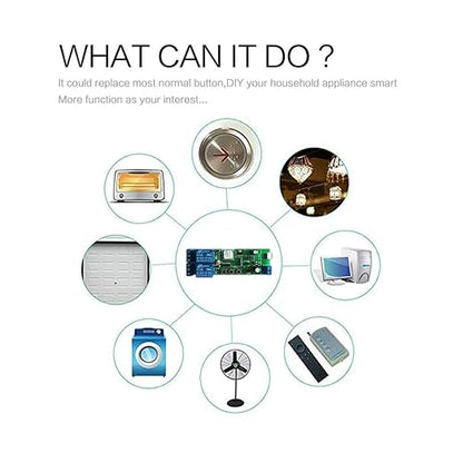 WiFi Wireless Smart Switch Relay Module for Smart Home 5V 5V/12V，Ba Applied to Access Control, Turn on PC, Garage Door (2CH WiFi Inching Relay)