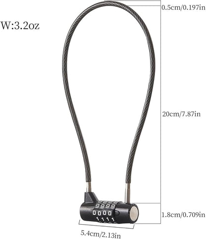 Combination Lock with Long Cable Durable Flexible 4 Digits Combo Locks 7.5” Locker Lock for Gym Locker School Cabinet Barn Gates/Sheds/Pet Cages Backpack Suitcase (7.5")