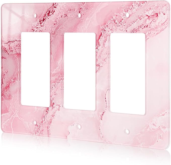 Abstract Pink Marble Design Acrylic Light Switch Plate Acrylic Decorative Wall Outlet Cover Switch Plates Triple Wall Plates