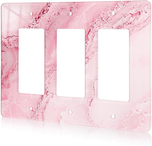 Abstract Pink Marble Design Acrylic Light Switch Plate Acrylic Decorative Wall Outlet Cover Switch Plates Triple Wall Plates