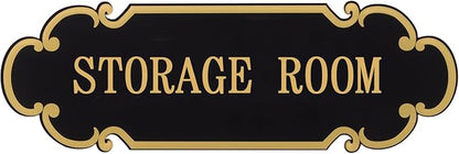 9x3 Inch Storage Room Sign Acrylic Self-adhesive Door Wall Signage for Home and Business (Black & Gold)