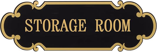 9x3 Inch Storage Room Sign Acrylic Self-adhesive Door Wall Signage for Home and Business (Black & Gold)