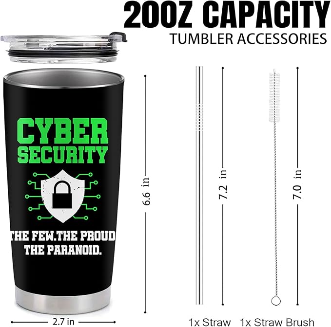 Cybersecurity Gifts for Men - Cyber Security Gifts - Stainless Steel Tumbler 20 Oz