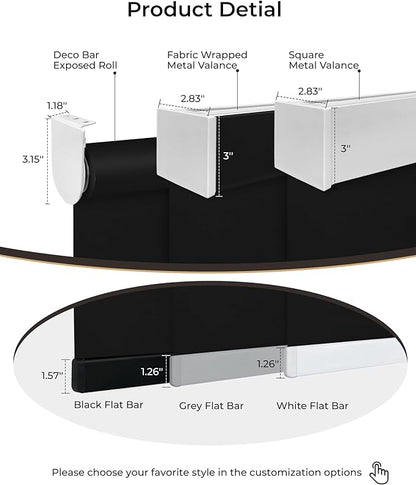 Motorized Roller Shade with Remote Control, 100% Blackout Electric Blinds for Windows with Alexa Google Home via Hub, Rechargeable Smart Automatic Customized Size（Dule Side-Black）
