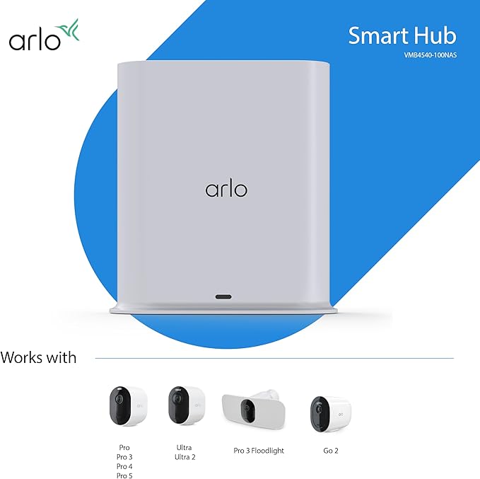 Arlo Pro SmartHub, Arlo Certified Accessory - Connects Cameras to Wi-Fi, Works with: Essential (1/2/3/3 XL, Pro 5S/6/6 XL, Ultra Cameras, Floodlight, Video Doorbell Cameras