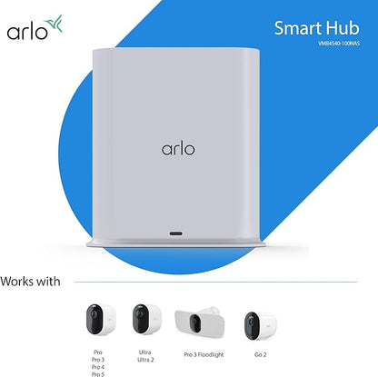 Arlo Pro SmartHub, Arlo Certified Accessory - Connects Cameras to Wi-Fi, Works with: Essential (1/2/3/3 XL, Pro 5S/6/6 XL, Ultra Cameras, Floodlight, Video Doorbell Cameras