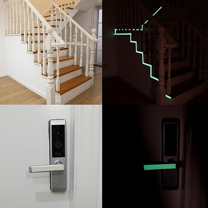 High Brightness Glow in The Dark Tape for Safety Marking, Art Craft DIY, Christmas Deco and Party Accessories. Non-Toxic Adhesive, Waterproof Rechargeable Luminous Tape (1 in X 30 ft)