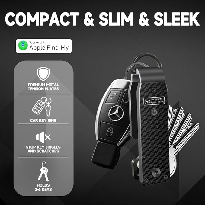 Key Organizer Men's Keychains with Smart Tracker, Key Finder, Compact Key Holder -Minimalist Key Case Metal Car Key Chain