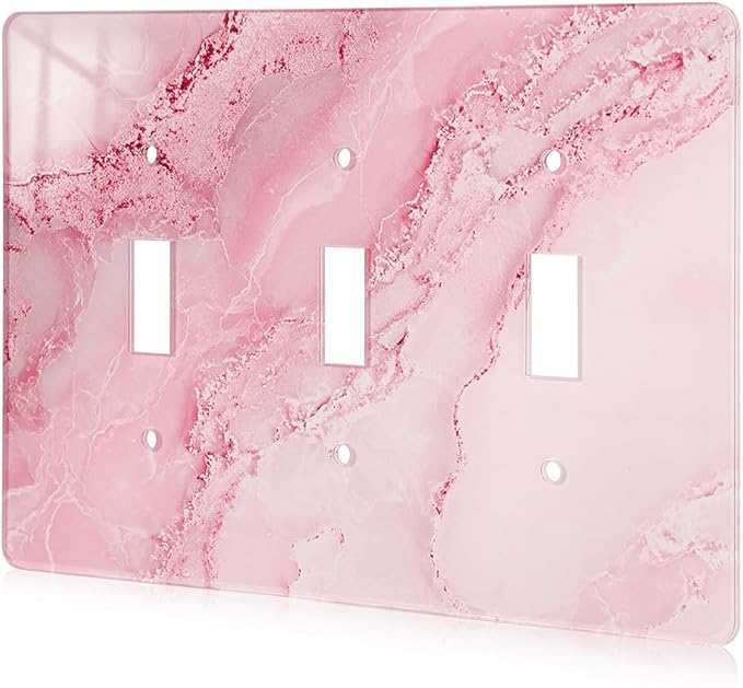 Abstract Pink Marble Design Acrylic Wall Plate Cover Switch Plate Cover Light Switch Cover Switch Cover Decorative 3 Gang Toggle Outlet Covers Switch Cover