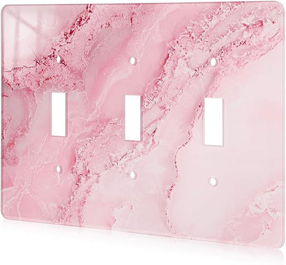Abstract Pink Marble Design Acrylic Wall Plate Cover Switch Plate Cover Light Switch Cover Switch Cover Decorative 3 Gang Toggle Outlet Covers Switch Cover