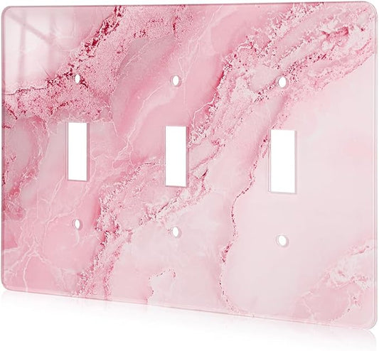 Abstract Pink Marble Design Acrylic Wall Plate Cover Switch Plate Cover Light Switch Cover Switch Cover Decorative 3 Gang Toggle Outlet Covers Switch Cover