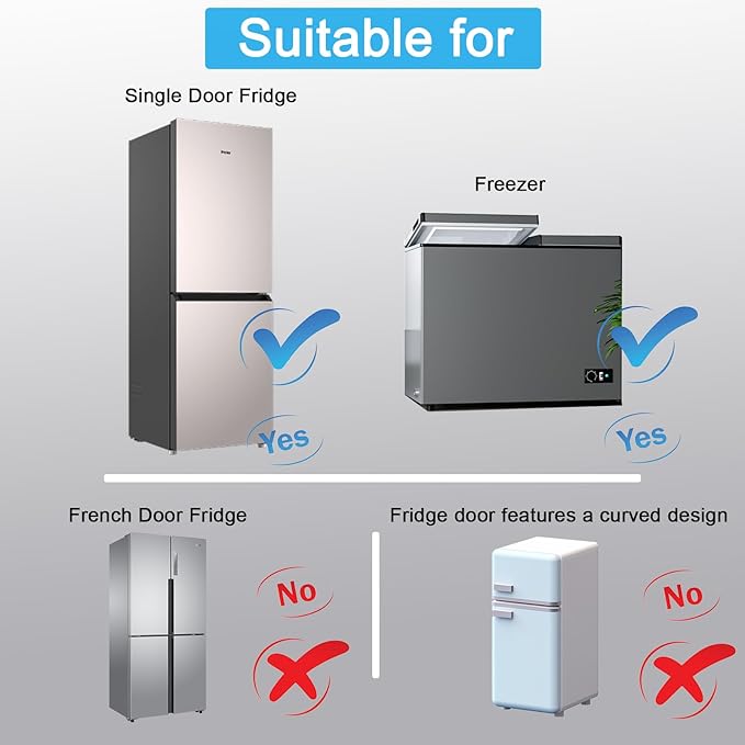 2 Pack Child Safety Refrigerator/Fridge/Freezer Door Lock, One Handed Operation & with Always Open Function, No Tools Need or Drill (Grey)