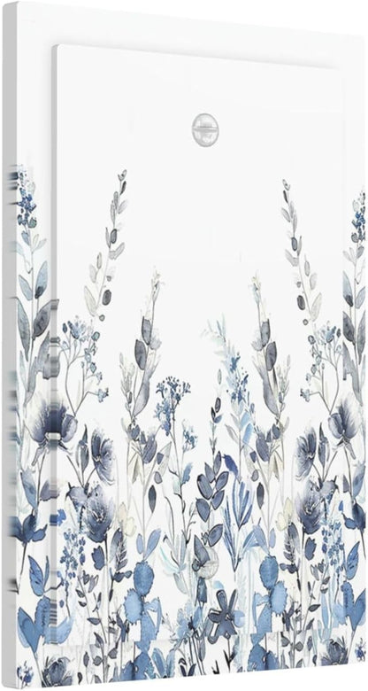 Light Switch Cover Plate Light Blue Watercolor Leaves Plant With Floral 1 Gang No Device Blank Electrical Wall Plates Faceplate Decorative Switch Plate for Bedroom Bathroom Decor