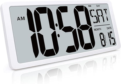 TXL 18.44" Large Digital Wall Clock with Backlight, Battery Operated Alarm Clock with Day, Date & Temperature, Jumbo Display Digital Count Up Down Timer Clock for Hoom,Classroom Room,Office