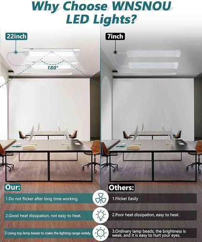 LED Tube Light Fixture with Plug, 2FT 2000LM 5000K Utility Shop, Linkable Cabinet for Garage, Kitchen, Bathroom, Closet, Office - 2Ft, Triproof, White