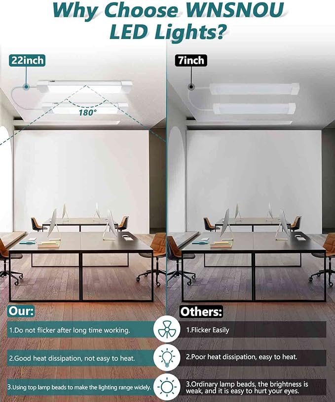 LED Tube Light Fixture with Plug, 1.4FT-2pcs 1800LM 5000K Utility Shop Light, Linkable Cabinet Light for Garage, Kitchen, Bathroom, Closet, Office - 1.4Ft, Triproof, White