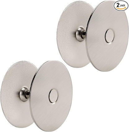 Door Hole Cover Plate, 2-5/8" Diameter Solid Steel, Hole Filler Plate (2, Satin Nickel)