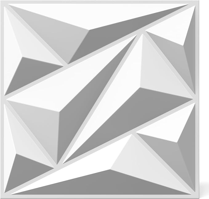 INMOZATA 3D Wall Panels for Interior Wall Decor, 33 Pack 12 x 12 Inch Decorative Wall Panels Diamond 3D Textured Accent Panel for TV, Gaming Living Room, Bedroom Background(White)