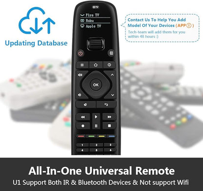 SofaBaton U1 Universal Remote with OLED Display and Smartphone APP, All in One Universal Remote Control for up to 15 Entertainment Devices, Compatible with Smart TVs/DVD/STB/Projector so on