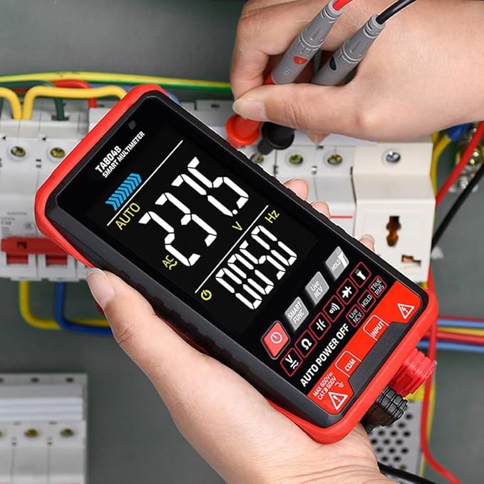 TA804B Smart Digital Multimeter with Large VA Color Screen, True RMS, NCV Detection, Live Wire Identification for Home, Industrial, Electrical Testing