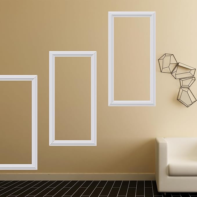 3 PCS Premade Wainscoting Panels Accent Wall Panels for Interior Wall Decor Easy DIY Build and Batten Chair Rail & Picture Frame Door Decor (8 x 16 in)