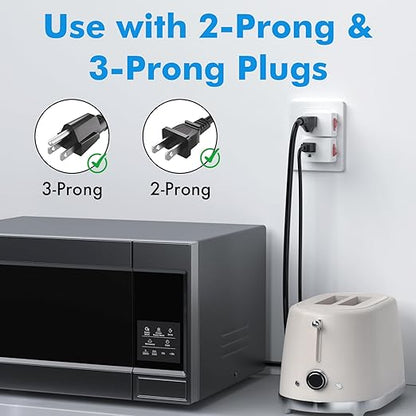 PowerCords [ETL Listed] 3Pack Grounded Outlet Switch w/ON/Off, Plug in Single Outlet Adapter Electrical Switches, Inline Power On Off Switch for Lamp/Devices – Cruise Safe, No Surge Protection, White