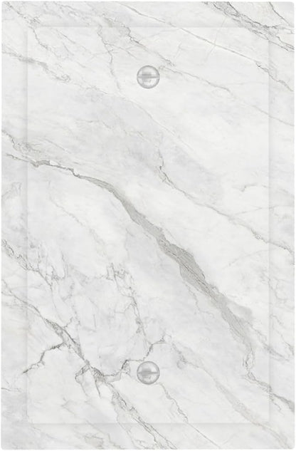 Light Switch Cover Plate Marble Granite White And Grey 1 Gang No Device Blank Electrical Wall Plates Faceplate Decorative Switch Plate for Home Bedroom Decor