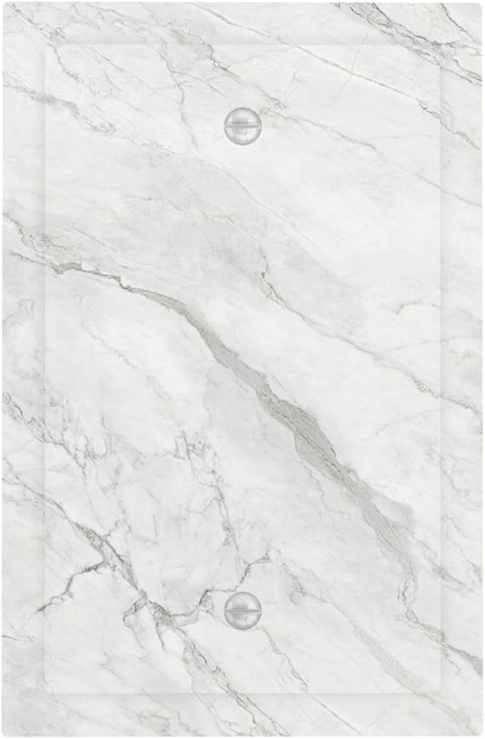 Light Switch Cover Plate Marble Granite White And Grey 1 Gang No Device Blank Electrical Wall Plates Faceplate Decorative Switch Plate for Home Bedroom Decor