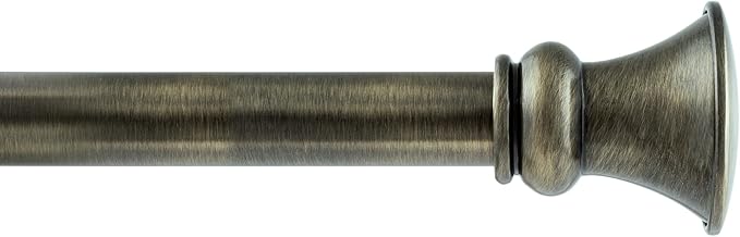 Deco Window Adjustable Curtain Rod for Windows 44 to 120 Inch (Pack of 1) Extendable Heavy Duty 1 Inch Iron Drapery Pole with Finials Wall Mounted French Door Curtain Rods (Brass)